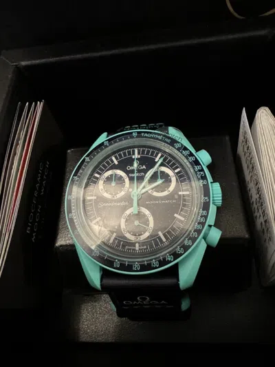 Pre-owned Omega Swatch X  Bioceramic Moonswatch Mission To Earth Polar Lights - Fast Ship