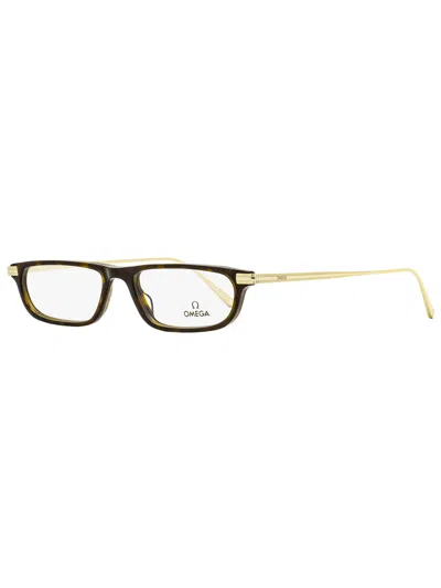Omega Unisex Rectangular Eyeglasses Om5012 052 Havana/gold 52mm In Multi