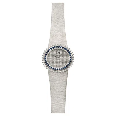 Pre-owned Omega Vintage 1960s  De Ville 18k Wg Pave Diamond Dial & Sapphire Bezel 32mm In Blue