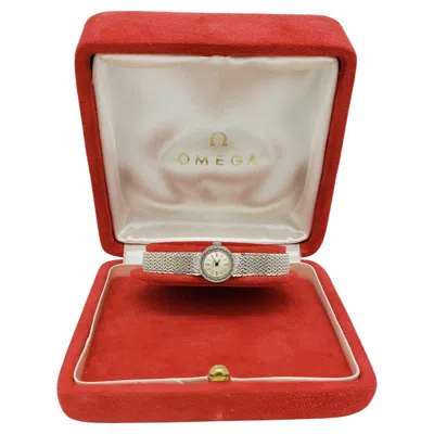 Pre-owned Omega Vintage  18k Solid White Gold Ladies Mesh Band Watch 76309 - 23.4g