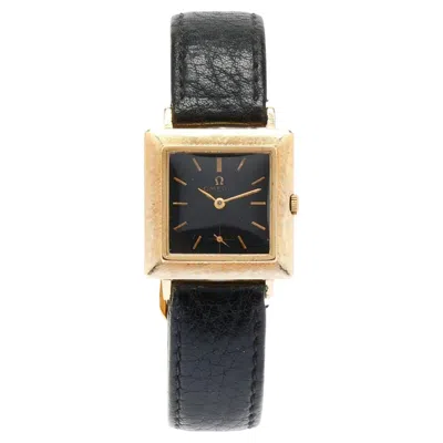 Pre-owned Omega Vintage  N6607 18k Gold Square Manual Black Dial Florentine Watch