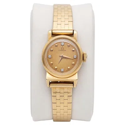 Pre-owned Omega Vintage  Ot 10935 18k Yellow Gold Diamond Dial Ladies Watch