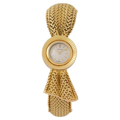 Pre-owned Omega Vintage  Ribbon Motif Bangle 18 Karat Yellow Gold Manual Wind Watch