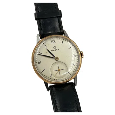 Pre-owned Omega Vintage  Two-tone Wristwatch With Small Seconds, Switzerland, Circa 1940 In Black
