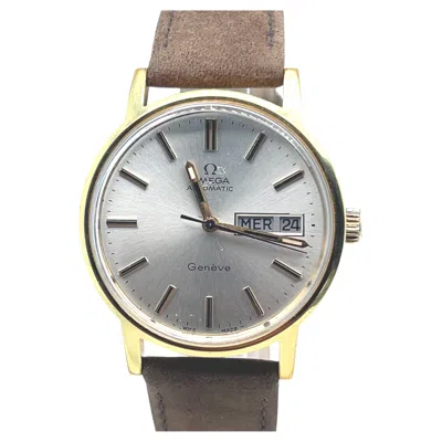 Pre-owned Omega Watch Gold Plated Case Suede Strap In Multi