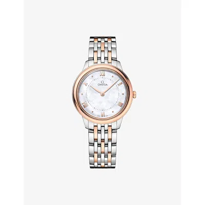 Omega De Ville Prestige Stainless-steel And Sedna™ Gold Quartz Watch 30mm Whit In Silver