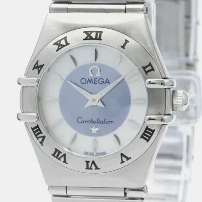 Pre-owned Omega White Shell Stainless Steel Constellation 1562.84 Quartz Women's Wristwatch 22 Mm