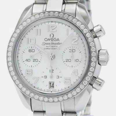 Pre-owned Omega White Shell Stainless Steel Speedmaster 324.15.38.40.05.001 Automatic Men's Wristwatch 38 Mm