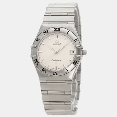 Pre-owned Omega White Stainless Steel Constellation 1512.30 Quartz Men's Wristwatch 33 Mm