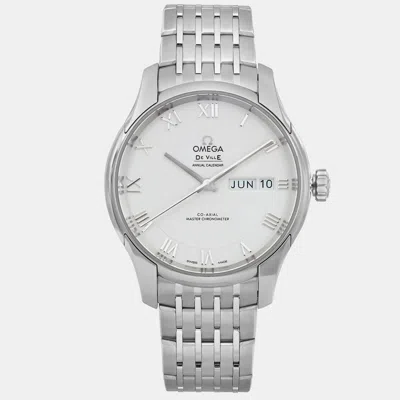 Pre-owned Omega White Stainless Steel De Ville Hour Vision 433.10.41.22.02.001 Automatic Men's Wristwatch 41mm