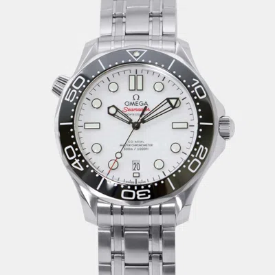 Pre-owned Omega White Stainless Steel Seamaster 210.30.42.20.04.001 Automatic Men's Wristwatch 42 Mm