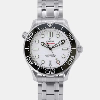 Pre-owned Omega White Stainless Steel Seamaster 210.30.42.20.04.001 Automatic Men's Wristwatch 42 Mm