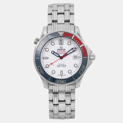 Pre-owned Omega White Stainless Steel Seamaster 212.32.41.20.04.00 Automatic Men's Wristwatch 41 Mm