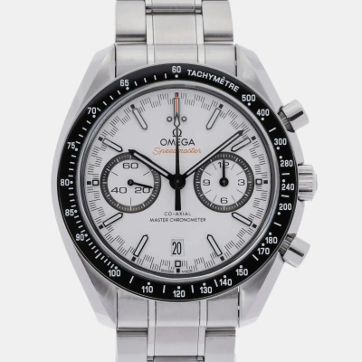 Pre-owned Omega White Stainless Steel Speedmaster 329.30.44.51.04.001 Automatic Men's Wristwatch 42 Mm