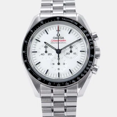 Pre-owned Omega White Stainless Steel Speedmaster Professional Moonwatch 310.30.42.50.04.001 Manual Winding Men's Wr