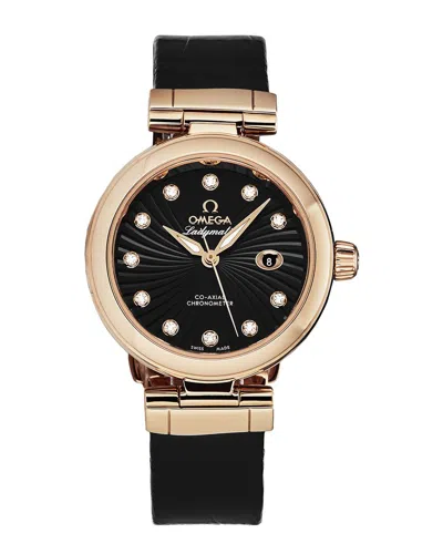 Omega Women's Dvlle Ldymat Diamond Watch In Black