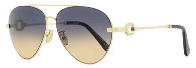 Omega Women's Pilot Sunglasses Om0031h 32w Gold/blue 61mm