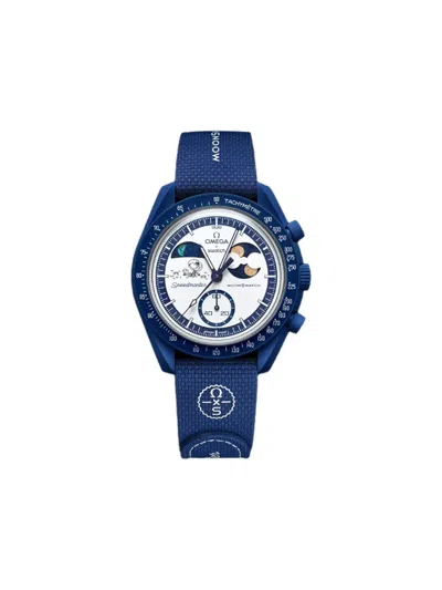 Omega X Swatch Bioceramic Moonphase 42mm Watch In Blue