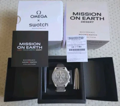 Pre-owned Omega X Swatch Bioceramic Moonswatch Mission On Earth Desert