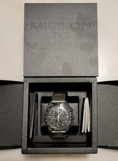 Pre-owned Omega X Swatch Brand | Swatch X Omega Bioceramic Moonswatch: Mission To Mercury (so33a100)