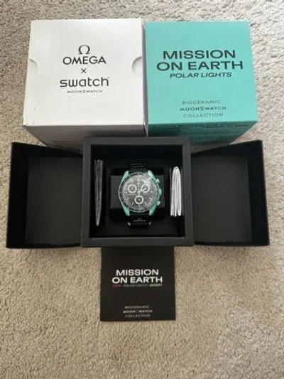 Pre-owned Omega X Swatch Mission On Earth - Polar Lights Moonswatch Brand With Receipt