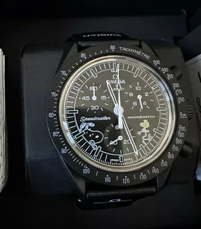 Pre-owned Omega X Swatch Mission To The Moonphase Snoopy Black