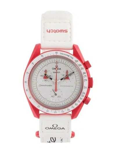 Pre-owned Omega X Swatch Moonswatch Mission To Mars Watch In Multicolor