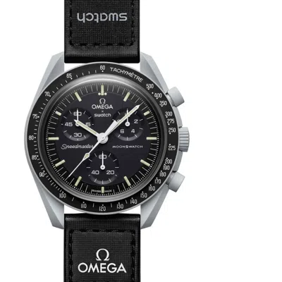 Pre-owned Omega X Swatch Swatch X Omega Mission To The Moon Black Unisex Adult Watch - S033m100