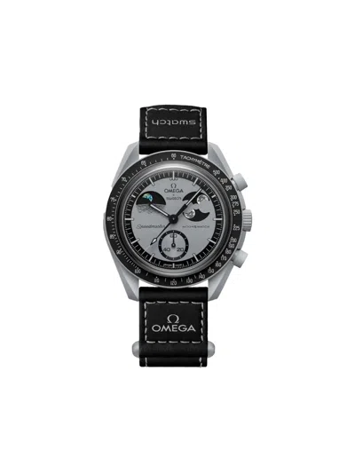 Omega Xswatch Moonswatch Mission To Earthphase 42mm Watch In Black