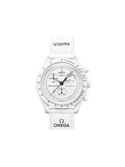 Omega Xswatch Moonswatch Mission To Moonphase 42mm Watch In White