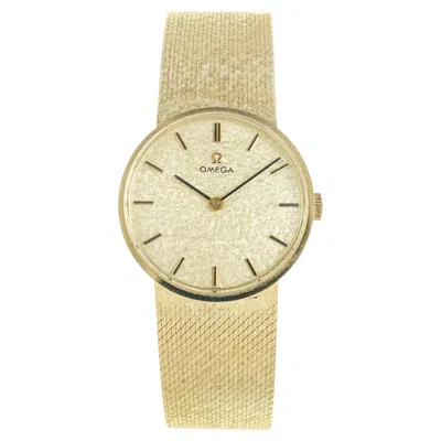 Pre-owned Omega Yellow 14k Gold Unisex Mid-century Mesh Dress Wristwatch