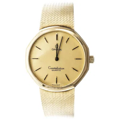 Pre-owned Omega Yellow Gold Constellation Mesh Band Quartz Wristwatch