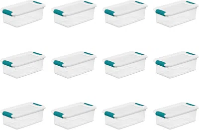 Omelife 6 Qt Latching Storage Box, Stackable Bin With Latch Lid, Plastic Container To Organize Shoes On Clos