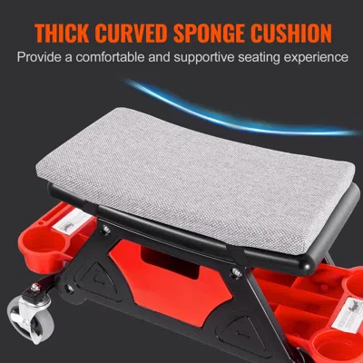 Omelife Mechanics Stool, 300 Lbs Capacity Rolling Mechanic Seat With 4" Wheels, With Three Slide Out Tool Tr