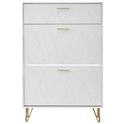 Omelife Shoe Cabinet With 3 Flip Drawers 29-37 Inch, Shoe Storage Cabinet For Entryway, Free Standing Shoe S