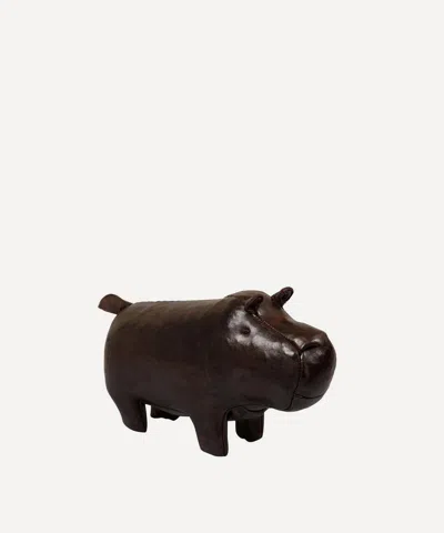 Omersa Miniature Leather Hippopotamus In Brown