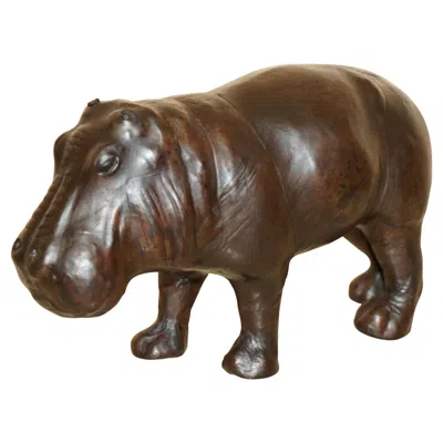 Pre-owned Omersa Small Sized Liberty's London  Brown Leather Hippopotamus Footstool