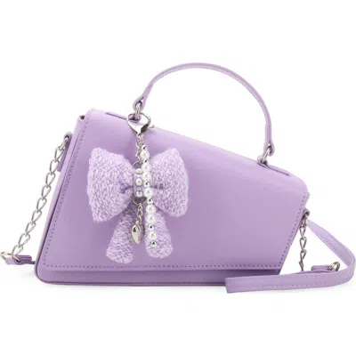 Omg Accessories Kids'  Angled Flap Faux Leather Crossbody Bag In Purple