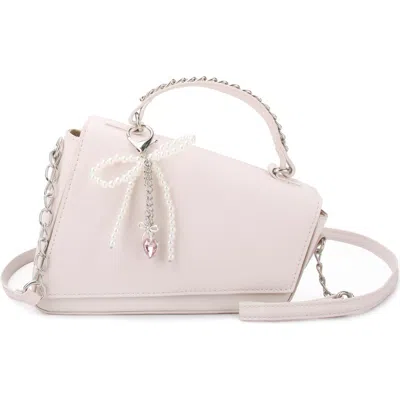 Omg Accessories Kids'  Bow Angled Flap Faux Leather Crossbody Bag In Brown