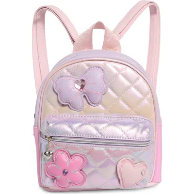 Omg Accessories Kids'  Bow Appliqué Quilted Mini Backpack In Multi Colors