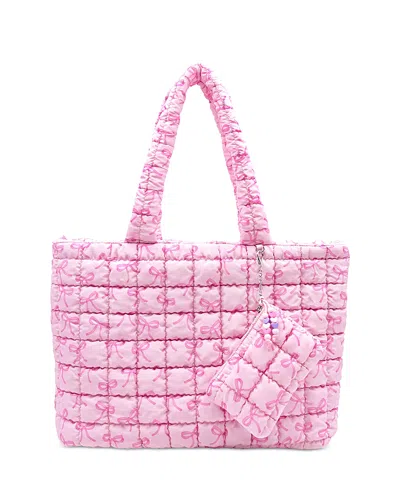 Omg Accessories Kids' Bow Scrunch Tote With Coin Purse In Pink