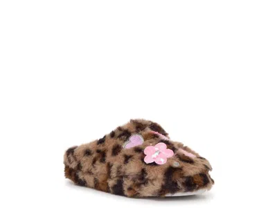 Omg Accessories Butterfly Applique Leopard Slipper Kids' In Brown/beige Leopard Print