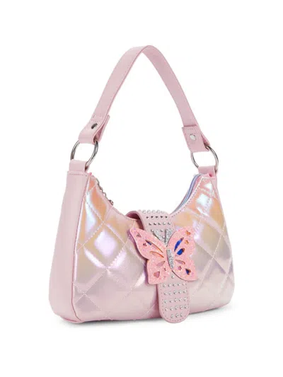 Omg Accessories Kids' Girl's Embellished Butterfly Quilted Shoulder Bag In Pink