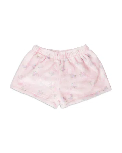 Omg Accessories Girls' Bow Floral Print Cozy Shorts - Big Kid In Pink