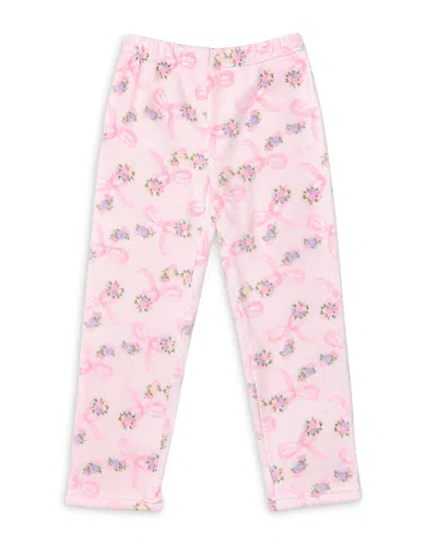 Omg Accessories Girls' Bow Floral Printed Cozy Pants - Big Kid In Multi