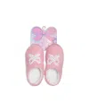 Omg Accessories Kids' Faux Pearl Bow Faux Shearling Slipper In Pattern