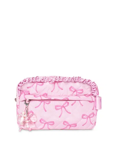 Omg Accessories Kids' Girls' Bow Quilted Pouch With Charm - Ages 6-14 In Pink