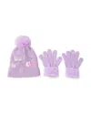 Omg Accessories Girls' Butterfly Applique Hat & Gloves Set - Big Kid In Purple