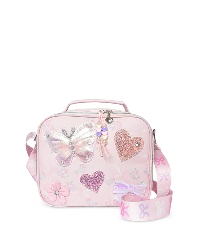Omg Accessories Kids' Girls' Butterfly Applique Lunch Bag - Ages 6-14 In Pink