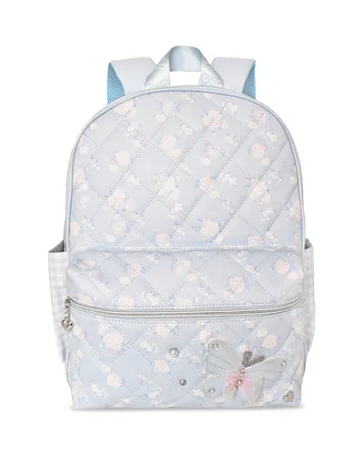 Omg Accessories Kids' Girls' Butterfly Floral Quilted Large Backpack - Ages 6-14 In Blue